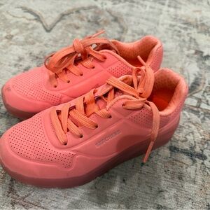 Skechers Bright Coral Lace-Up Sneakers